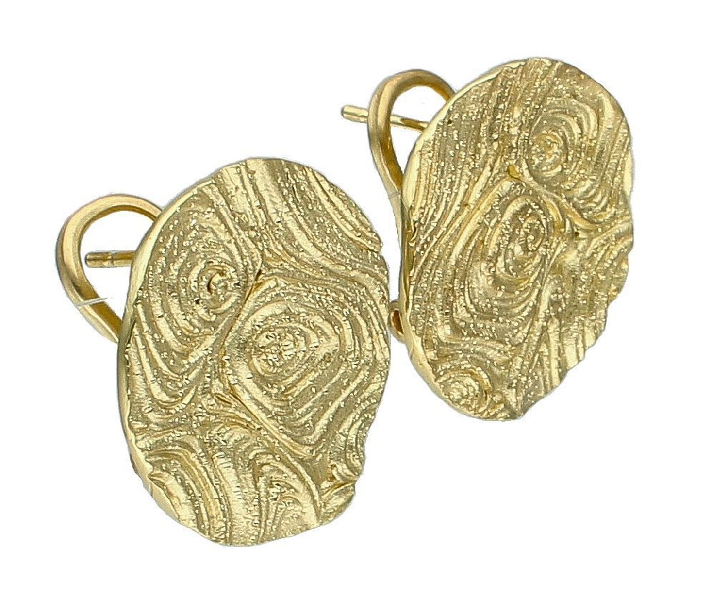 Srebrne kolczyki damskie piaskowane pokryte złotem na sztyft.jpg