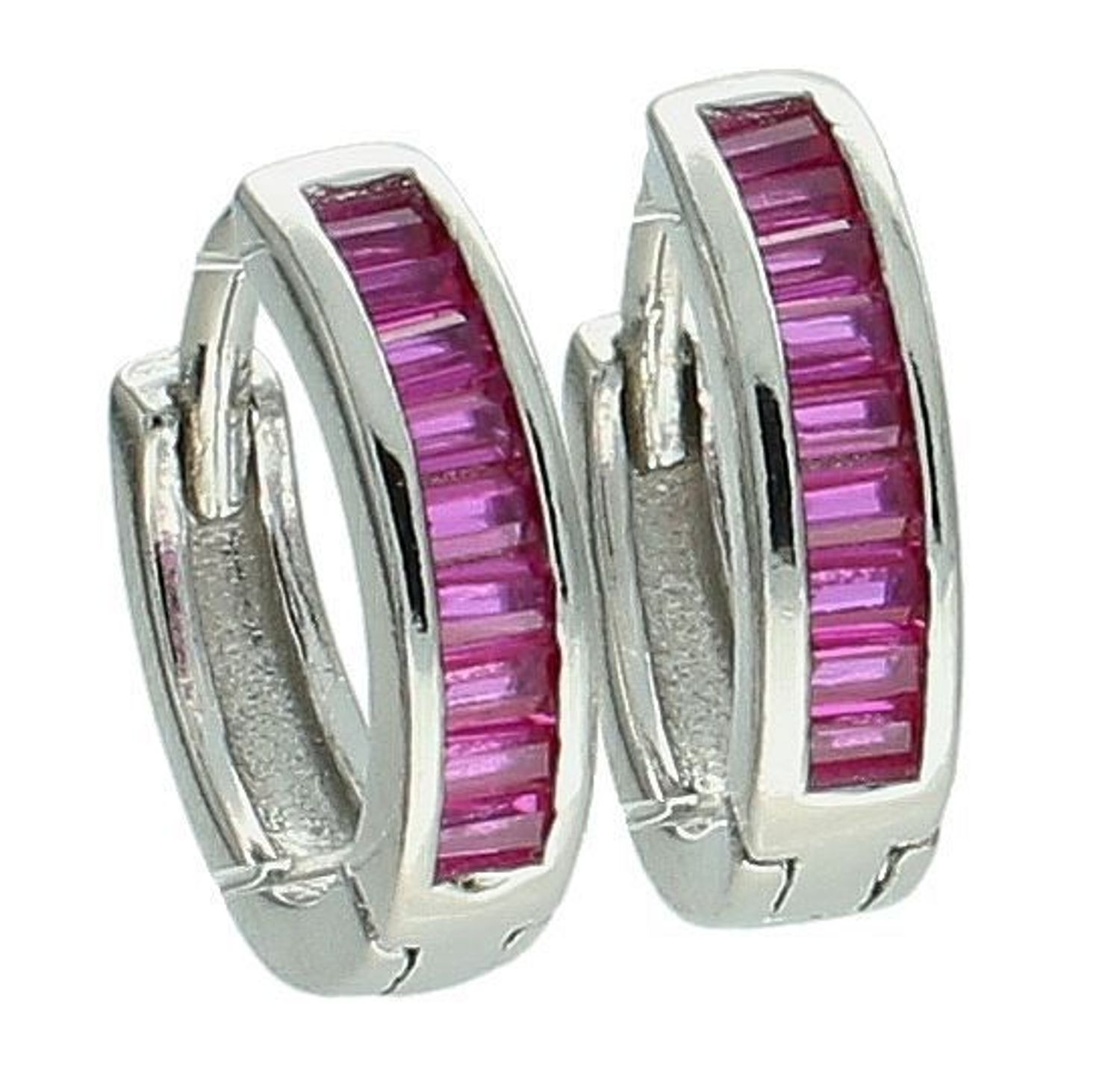 Srebrne kolczyki damskie 925 kółka na zatrzask z różowymi cyrkoniami  DIA-KLC-12399-925. Srebrne kolczyki damskie. Klasyczne srebrne kolczyki. Kolczyki kółka srebrne. Kolczyki dziecięce na prezent.1.jpg