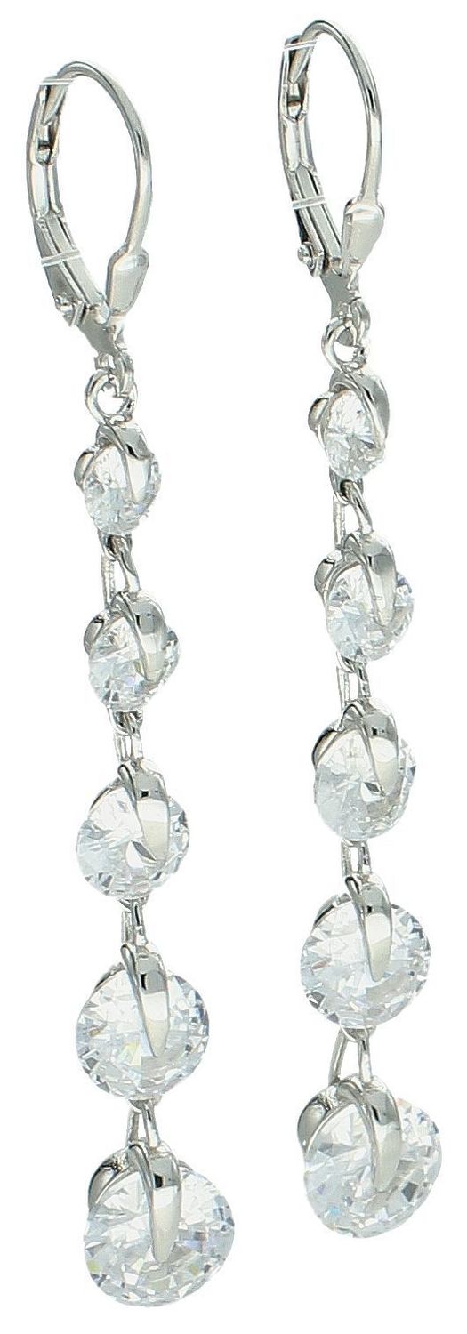 Srebrne kolczyki damskie 925 eleganckie wiszące z cyrkoniami DIA-KLC-12410-925.  Srebrne kolczyki damskie. Kolczyki srebrne angielskie. Srebrne kolczyki wiszące. Kolczyki srebrne na prezent. 1.jpg