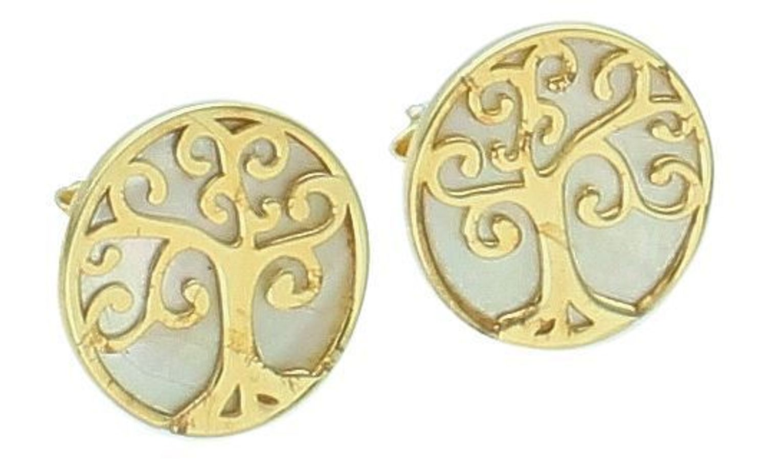 Kolczyki srebrne pozłacane drzewka pr 925, DIA-KLC-12427-925 Srebrne kolczyki zostały wykonane z najwyższej jakości srebra próby 925, ozdobione drzewkiem i masą perłową. Idealny prezent dla każdej kobiety.1.jpg