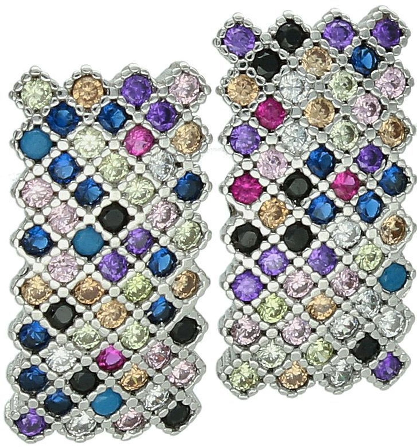 Srebrne kolczyki prostokątne z kolorowymi cyrkoniami. Elegancja i wyrazisty styl w jednym. Próba 925, model DIA-KLC-12530-925 – sprawdź!1.jpg