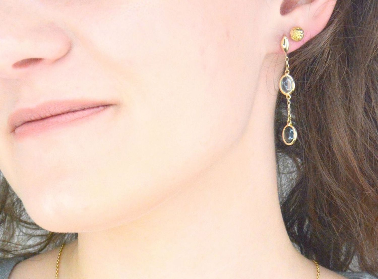 Srebrne kolczyki damskie 925 półkule pozłacane na sztyft DIA-KLC-12539-925. Srebrne kolczyki damskie. Srebrne kolczyki półkule. Klasyczne srebrne kolczyki na sztyft. Kolczyki srebrne damskie pozłacane. 1.jpg