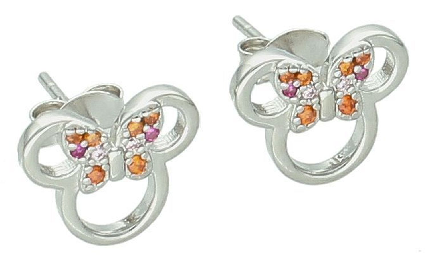 Srebrne kolczyki dziecięce próba 925 sztyfty Myszka Minnie kolorowy motylek z cyrkoniami DIA-KLC-12600-925. Srebrne kolczyki zostały wykonane z najwyższej jakości srebra próby 925 1.jpg