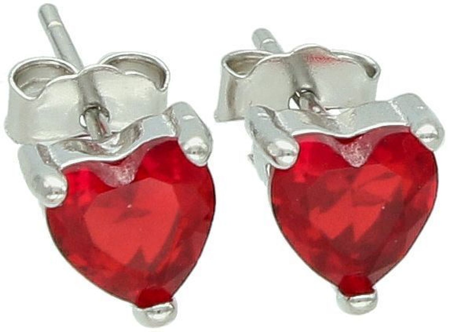 Kolczyki srebrne serca z czerwoną cyrkonią próba 925, DIA-KLC-12601-925  to delikatna i urokliwa biżuteria, która doda romantycznego akcentu każdej stylizacji.1.jpg