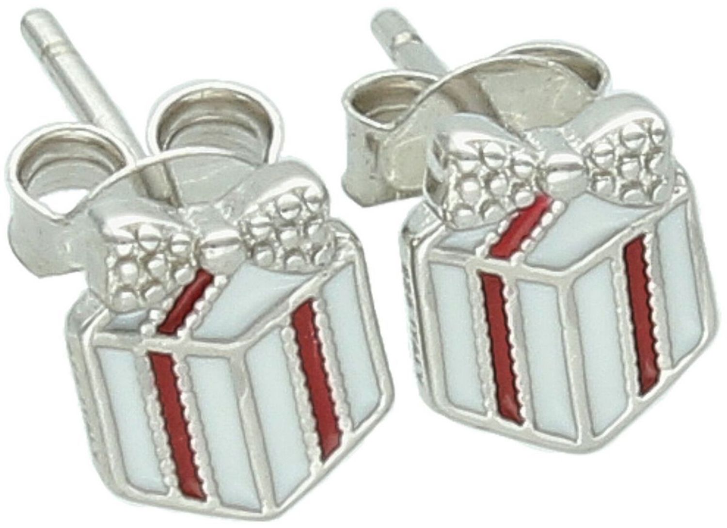 Kolczyki srebrne DIA-KLC-12608-925 Prezenty, zdobione emalią, srebro próby 925, wymiary 6 mm x 7 mm, waga 1,15 g, zapięcie na sztyft. Urocze świąteczne kolczyki – idealne na prezent lub zimową 1.jpg