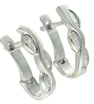 Kolczyki damskie białe złoto 585 z cyrkoniami DIA-KLC-1270-585  Eleganckie, złote kolczyki wykonane z próby złota 585 o wadze około 2,55g. Kolczyki w kolorze białego złota. Ozdobione trzema 2.jpg