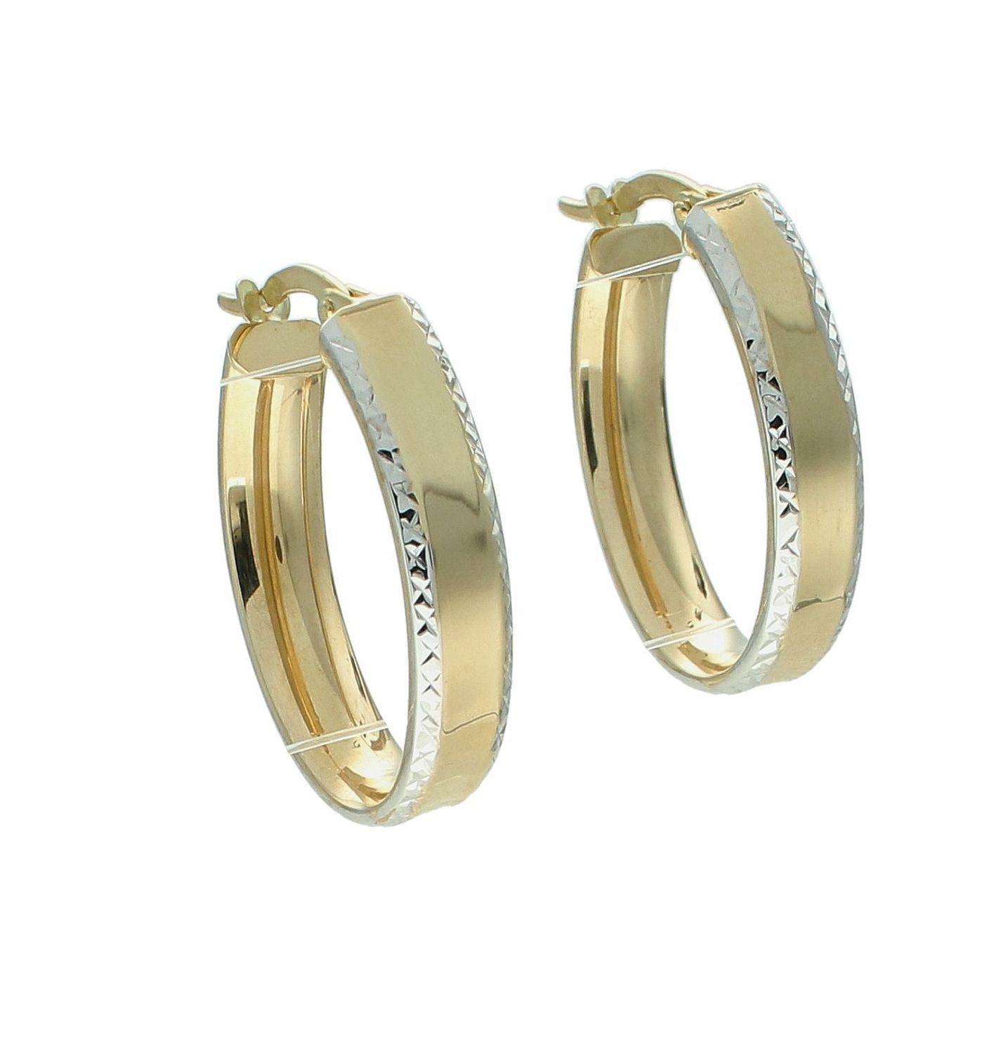 Złote kolczyki damskie 375 owalne z dodatkiem białego złota na brzegach  DIA-KLC-12597-375 (1).jpg