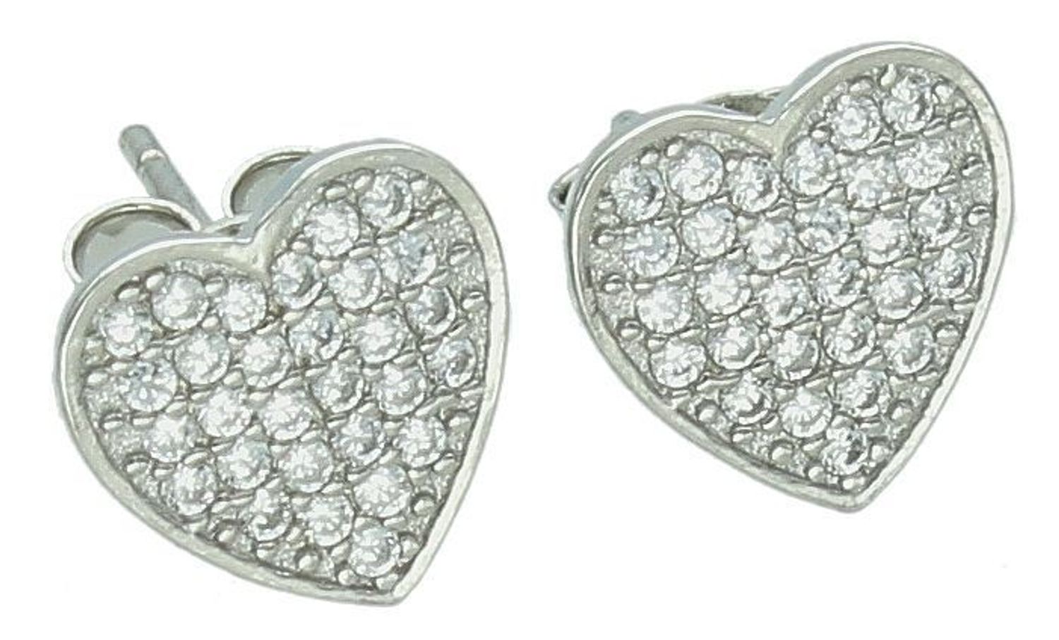 Kolczyki srebrne serca z cyrkoniami pr 925, DIA-KLC-12795-925 srebrne kolczyki serca zostały wykonane z najwyższej jakości srebra próby 925, ozdobione białą cyrkonia.1.jpg