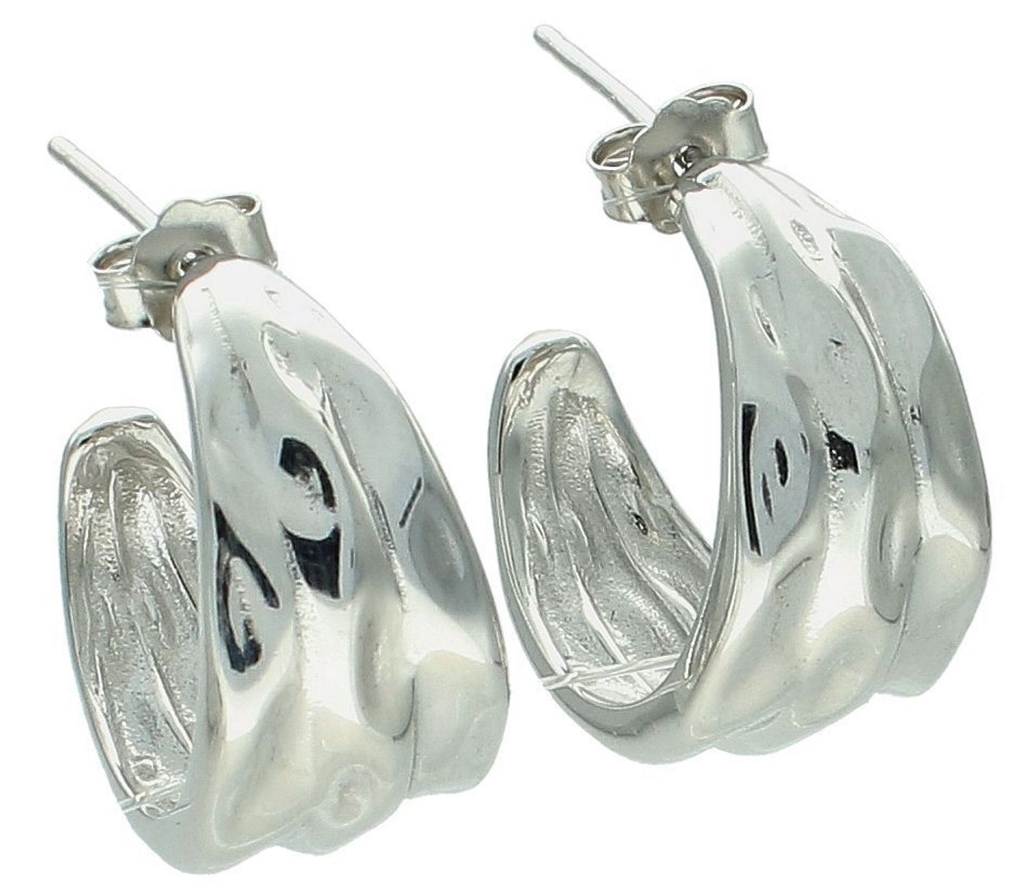 Kolczyki srebrne kółka z nieregularną powierzchnią pr 925, DIA-KLC-12799-925. Srebrne kolczyki koła zostały wykonane z najwyższej jakości srebra próby 925. Idealny prezent dla każdej kobiety.1.jpg