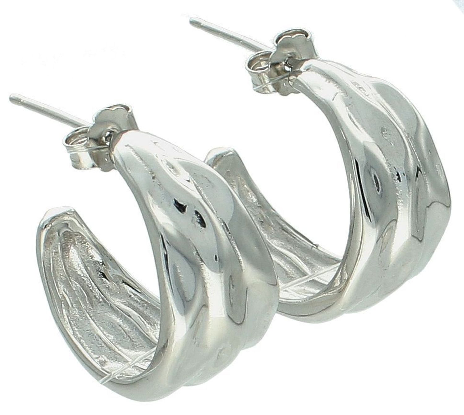 Kolczyki srebrne kółka z nieregularną powierzchnią pr 925, DIA-KLC-12799-925. Srebrne kolczyki koła zostały wykonane z najwyższej jakości srebra próby 925. Idealny prezent dla każdej kobiety.1.jpg