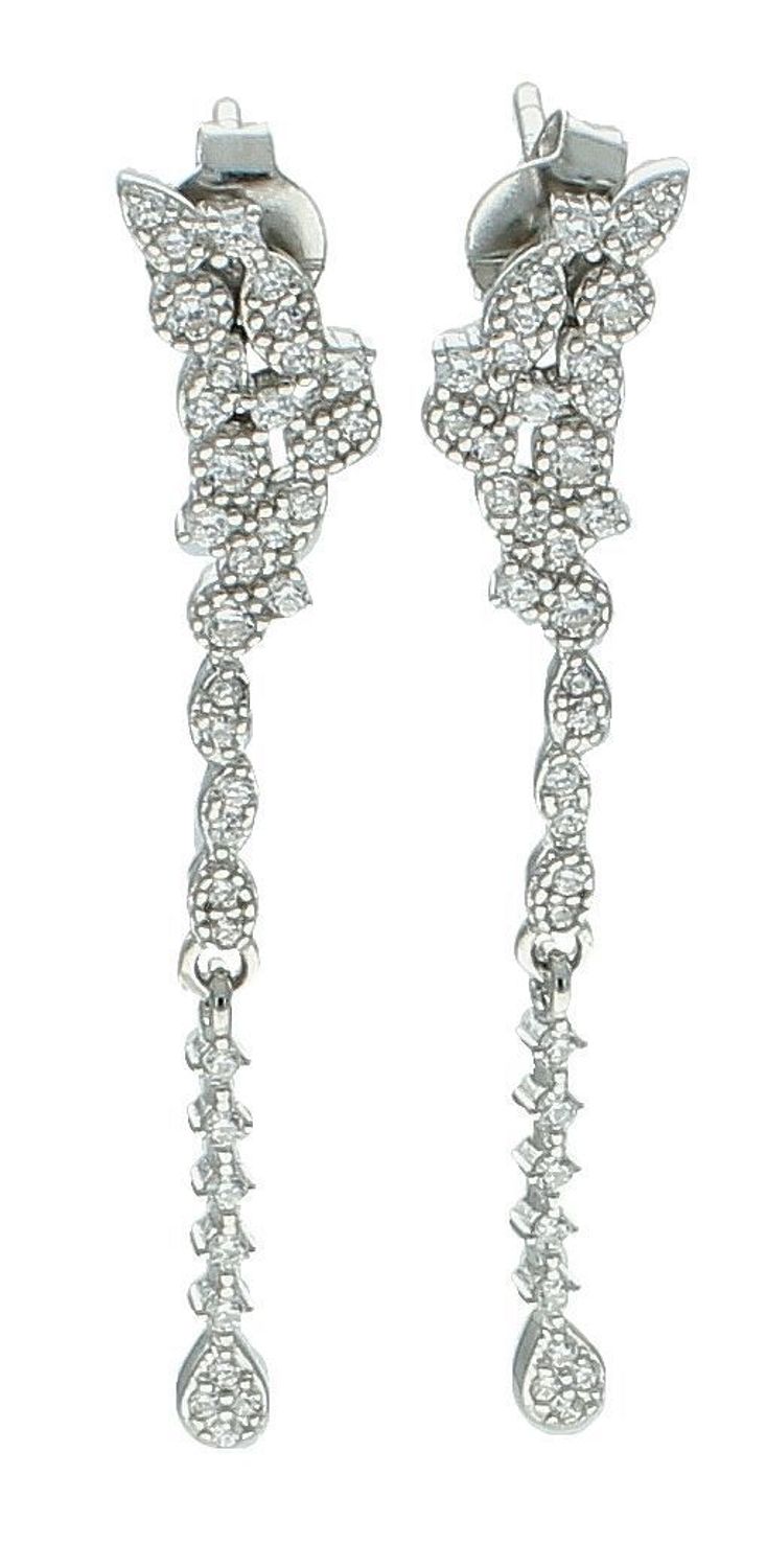 Kolczyki srebrne wiszące z cyrkoniami pr 925, DIA-KLC-12802-925. Srebrne kolczyki wiszące zostały wykonane z najwyższej jakości srebra próby 925, ozdobione cyrkonią białą. Idealny prezent dla każdej kobiety.1.jpg