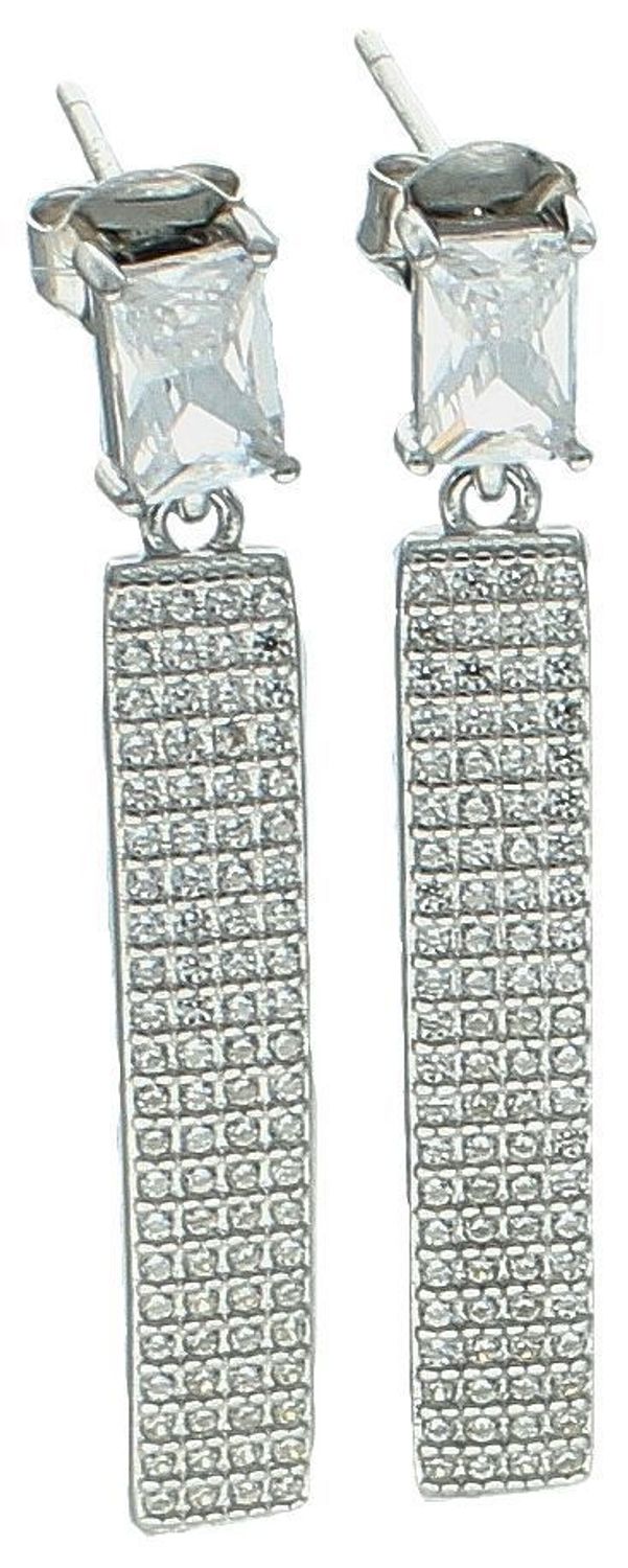 Kolczyki srebrne wiszące z cyrkoniami pr 925, DIA-KLC-12804-925 Srebrne kolczyki wiszące blaszki zostały wykonane z najwyższej jakości srebra próby 925, ozdobione cyrkoniami. Idealny prezent dla każdej kobiety1.jpg