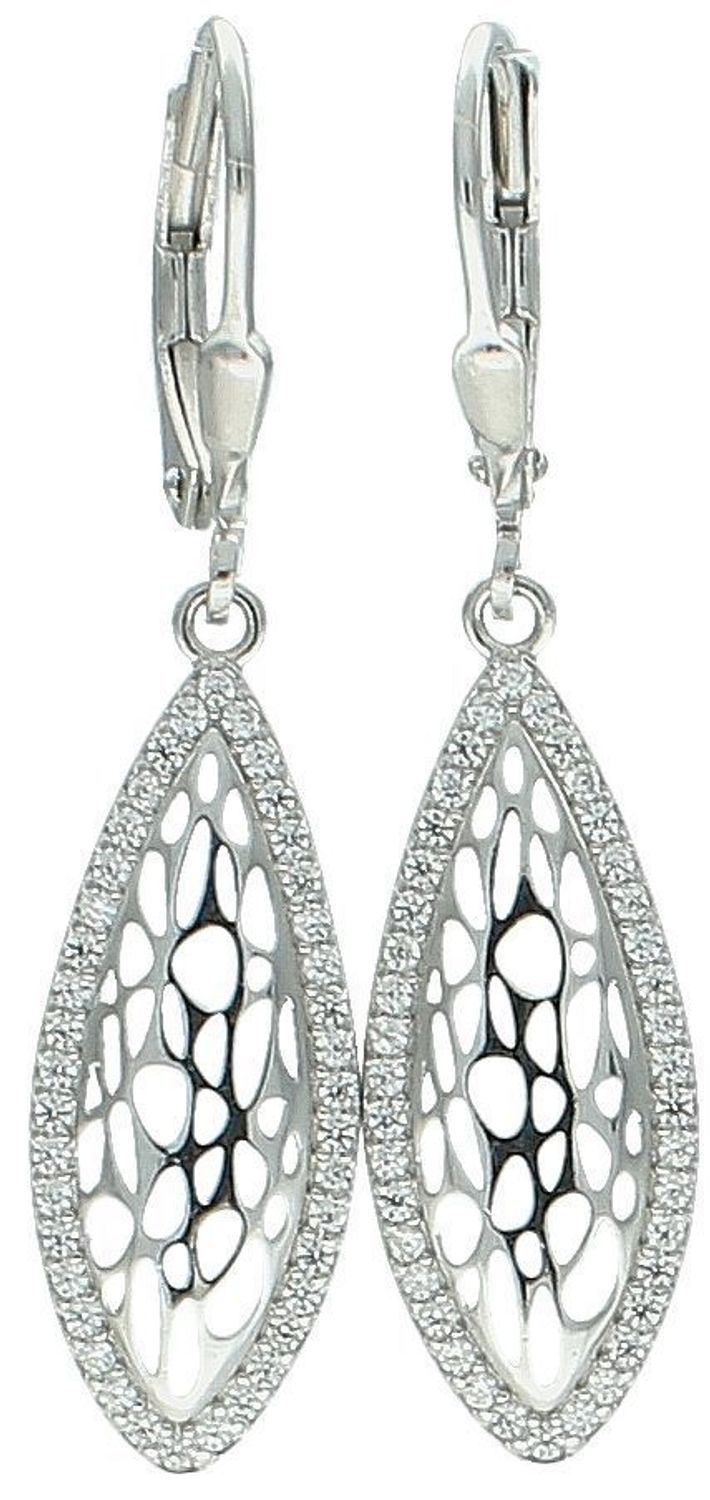 Kolczyki srebrne wiszące łezki ażurowe z cyrkoniami pr 925, DIA-KLC-12806-925 Srebrne kolczyki wiszące ażurowe łezki zostały wykonane z najwyższej jakości srebra próby 925, ozdobione cyrkonią.1.jpg