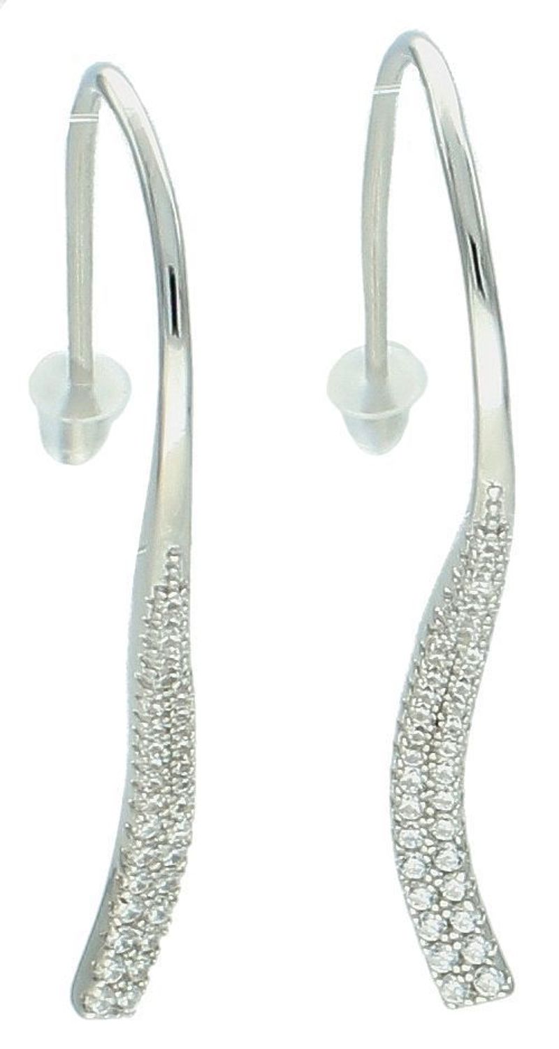 Kolczyki srebrne z cyrkonią pr 925, DIA-KLC-12807-925 Srebrne kolczyki wiszące sztywne patyczki zostały wykonane z najwyższej jakości srebra próby 925, ozdobione cyrkonią. 1.jpg