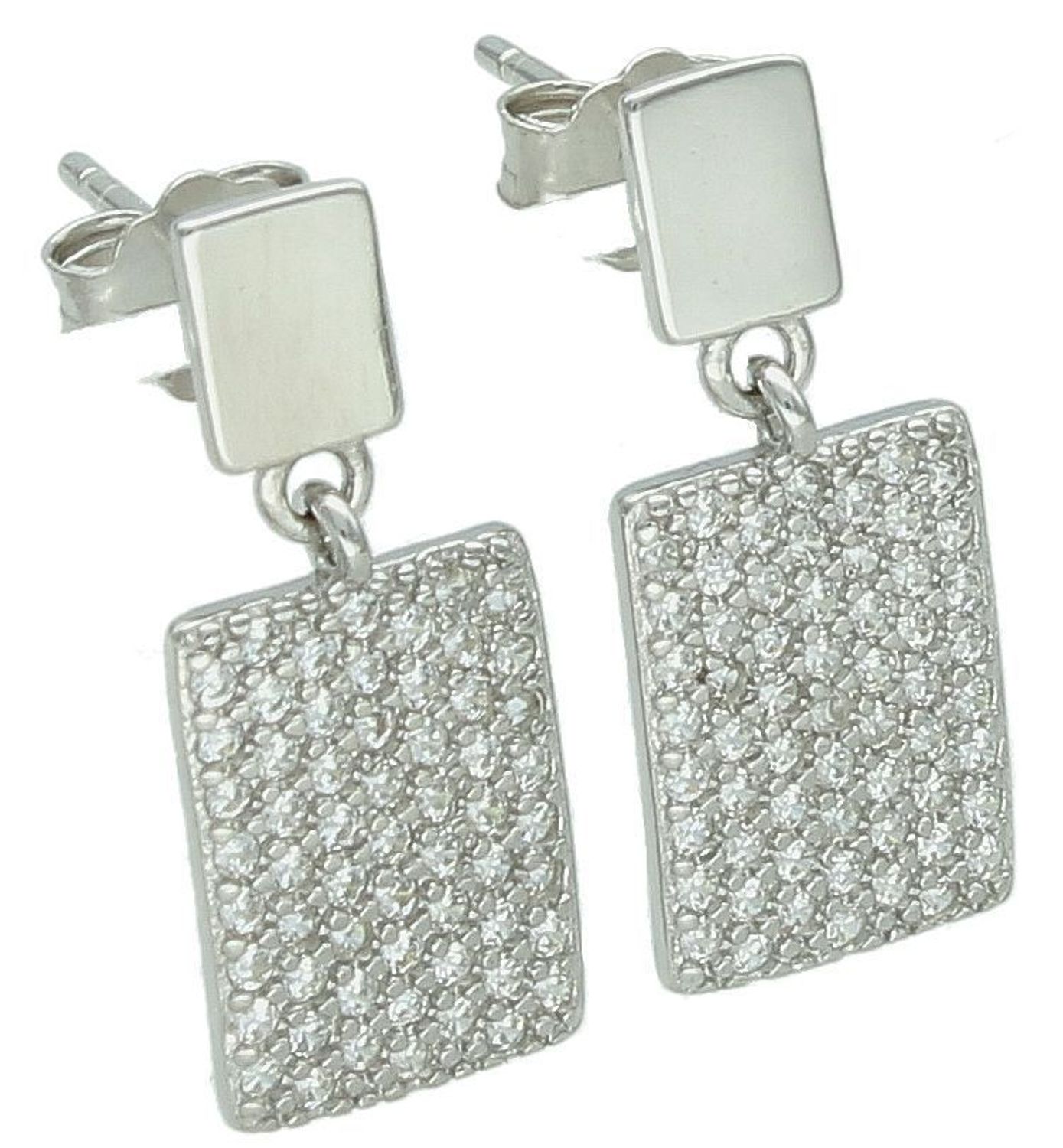 Kolczyki srebrne wiszące blaszki wypełnione cyrkoniami pr 925, DIA-KLC-12808-925 Srebrne kolczyki wiszące blaszki zostały wykonane z najwyższej jakości srebra próby 925, ozdobione cyrkonią. 1.jpg