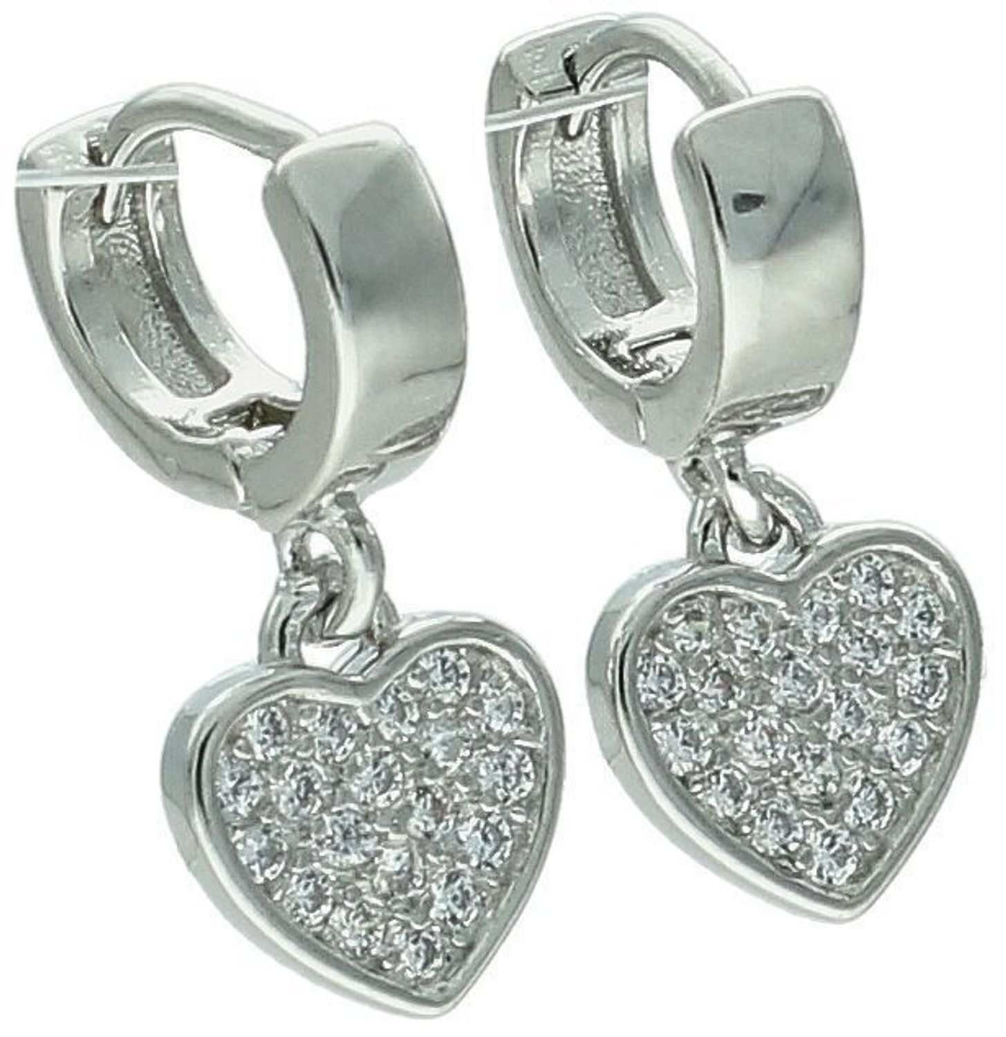 Kolczyki srebrne wiszące dla dziewczynki kółeczka z serduszkami próba 925, DIA-KLC-12809-925 Urocze i pełne wdzięku – kolczyki srebrne wiszące dla dziewczynki z motywem serduszka,1.jpg