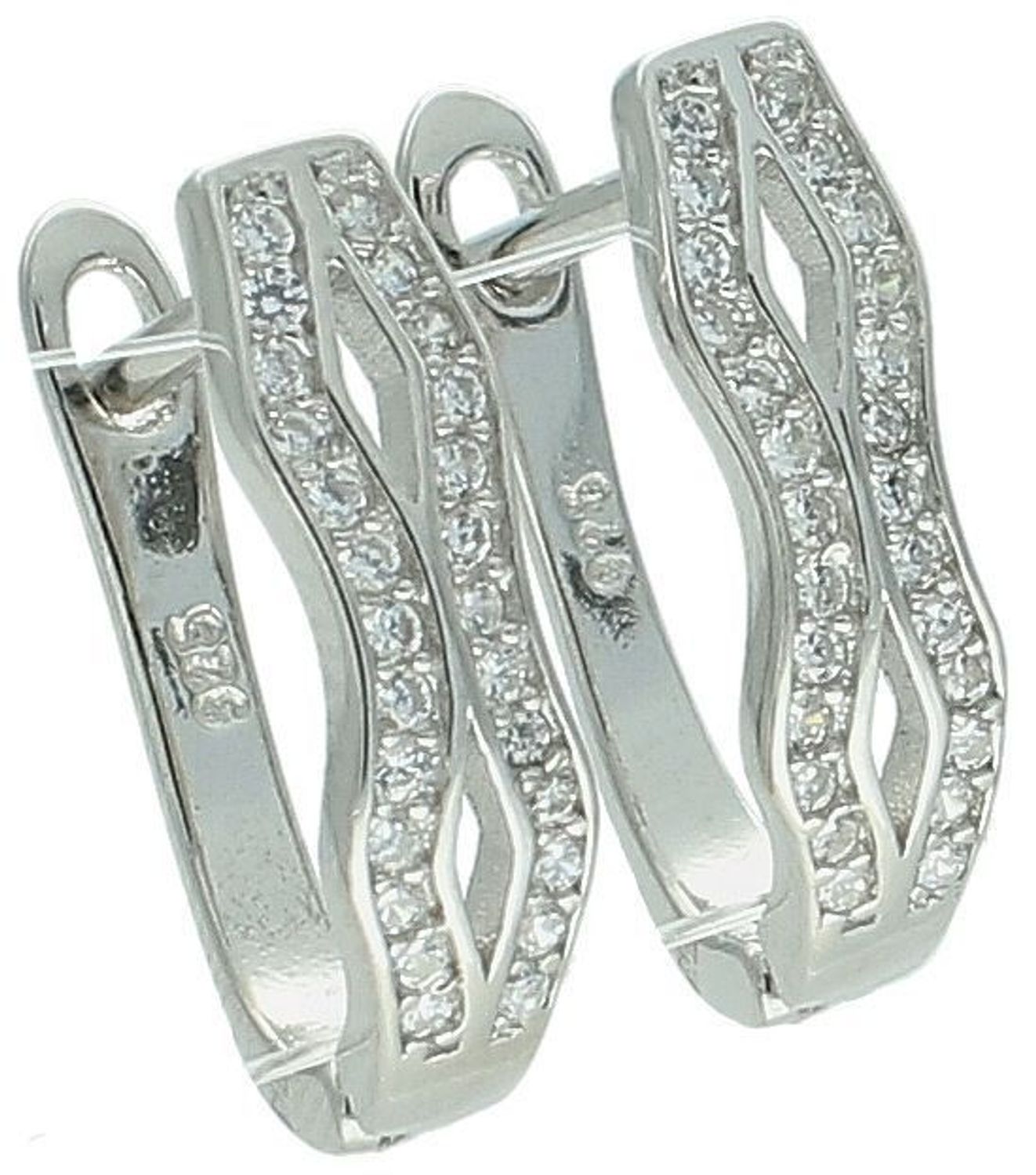 Kolczyki srebrne próba 925 z cyrkoniami DIA-KLC-12811-925 Te srebrne kolczyki to połączenie klasyki i subtelnej elegancji.1.jpg