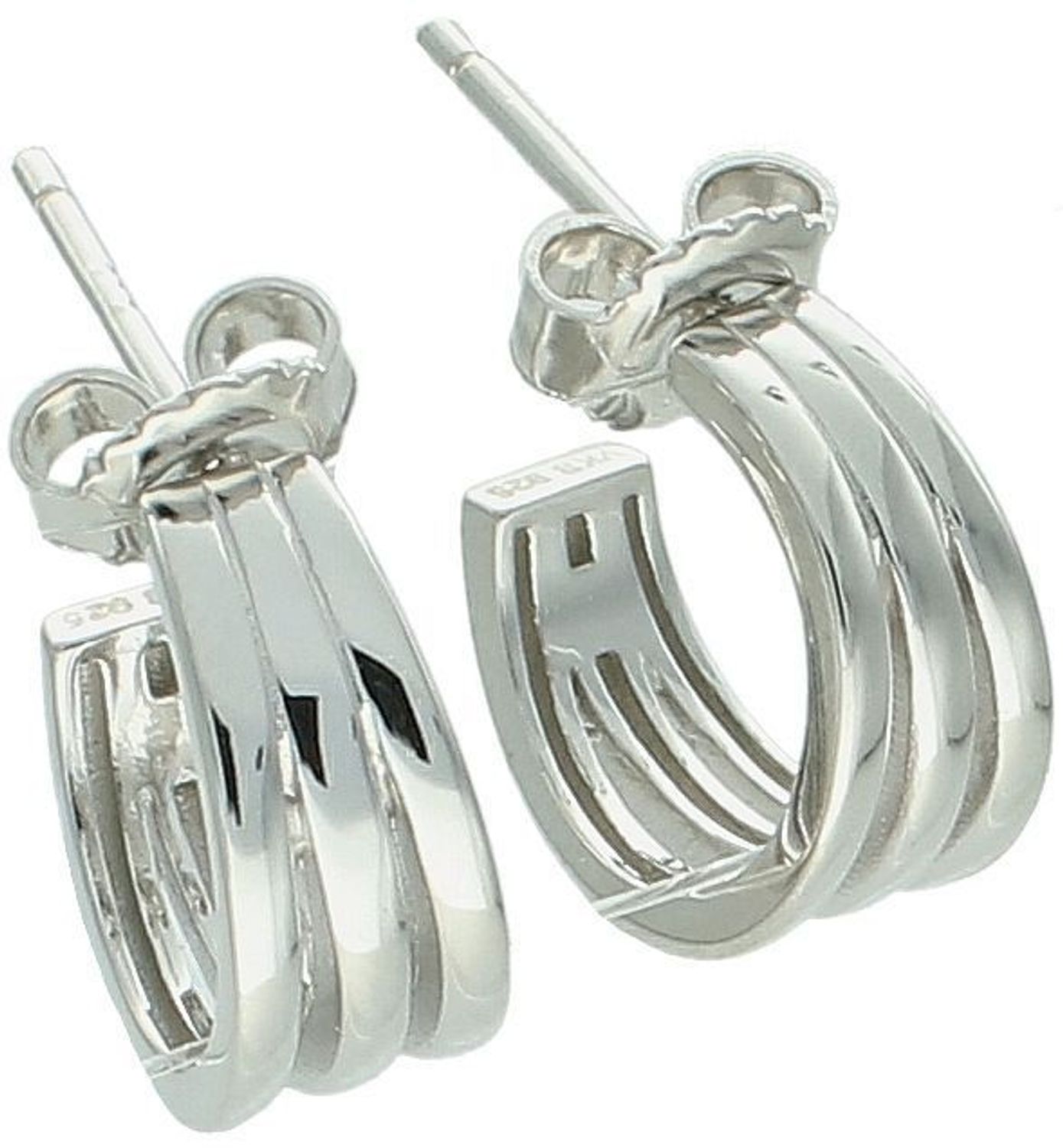 Kolczyki srebrne kółeczka trzy elementy próba 925, DIA-KLC-12813-925 Unikalne kolczyki w formie trzech połączonych kółeczek to nowoczesna odsłona 1.jpg