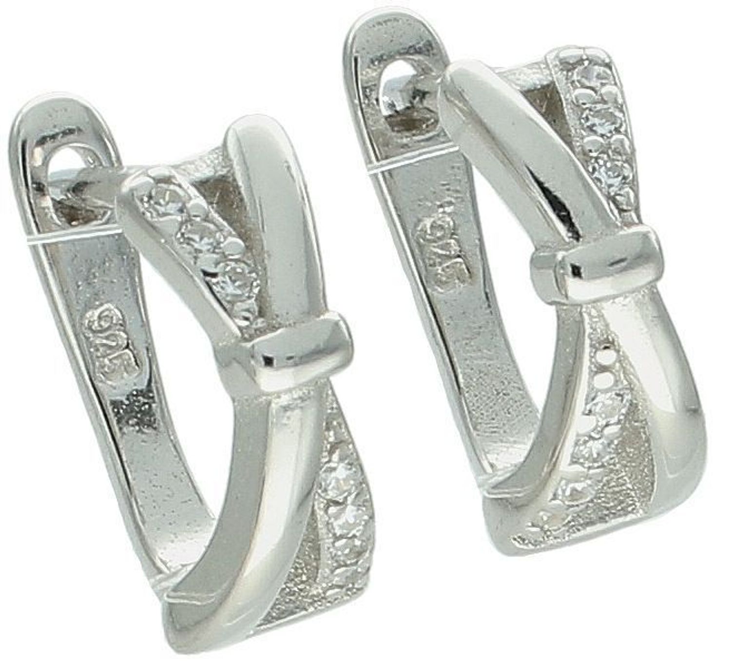 Kolczyki srebrne zapięcie angielskie w cyrkonie próba 925, DIA-KLC-12816-925 Te eleganckie srebrne kolczyki to klasyka, która nigdy nie wychodzi z mody.1.jpg