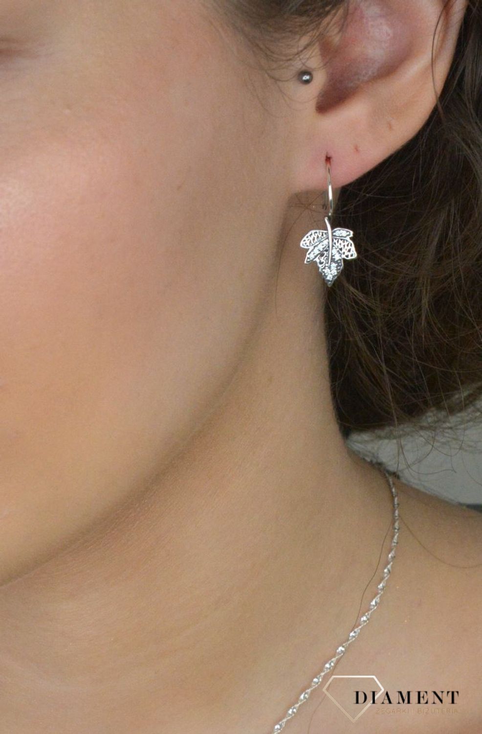 Kolczyki srebrne wiszące listki z cyrkoniami pr 925, DIA-KLC-12832-925.jpg