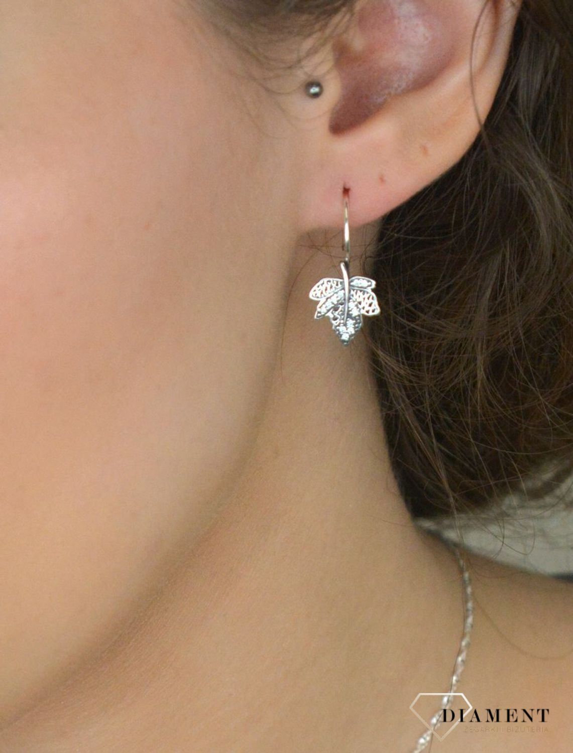 Kolczyki srebrne wiszące listki z cyrkoniami pr 925, DIA-KLC-12832-925.jpg