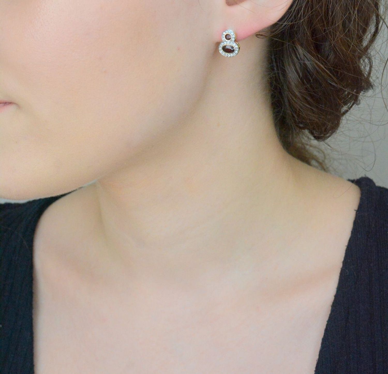 Kolczyki złote rubiny z cyrkoniami złoto 585 DIA-KLC-1285-585 złoto.jpg