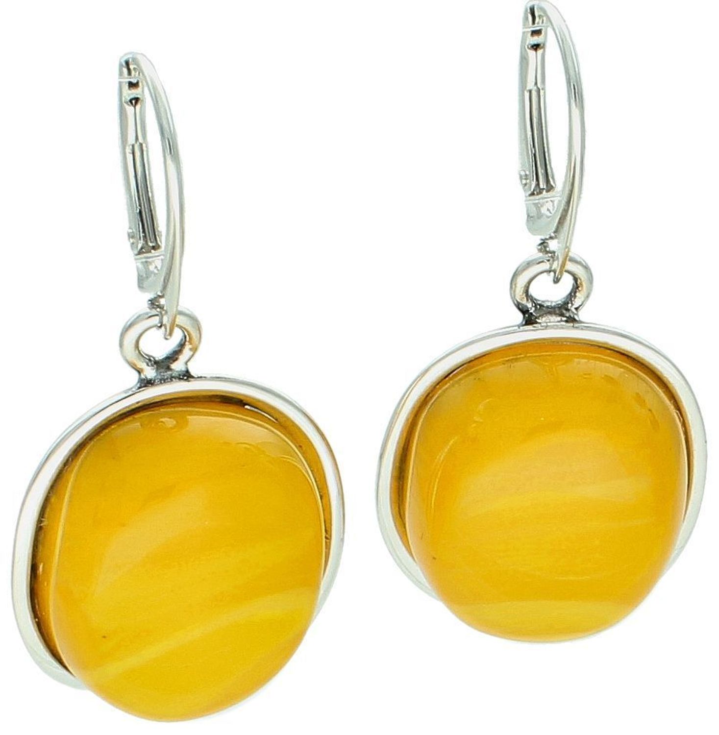 Kolczyki wiszące owalne żółty bursztyn pr 925, DIA-KLC-12861-925 Srebrne kolczyki zostały wykonane z najwyższej jakości srebra próby 925. 1.jpg