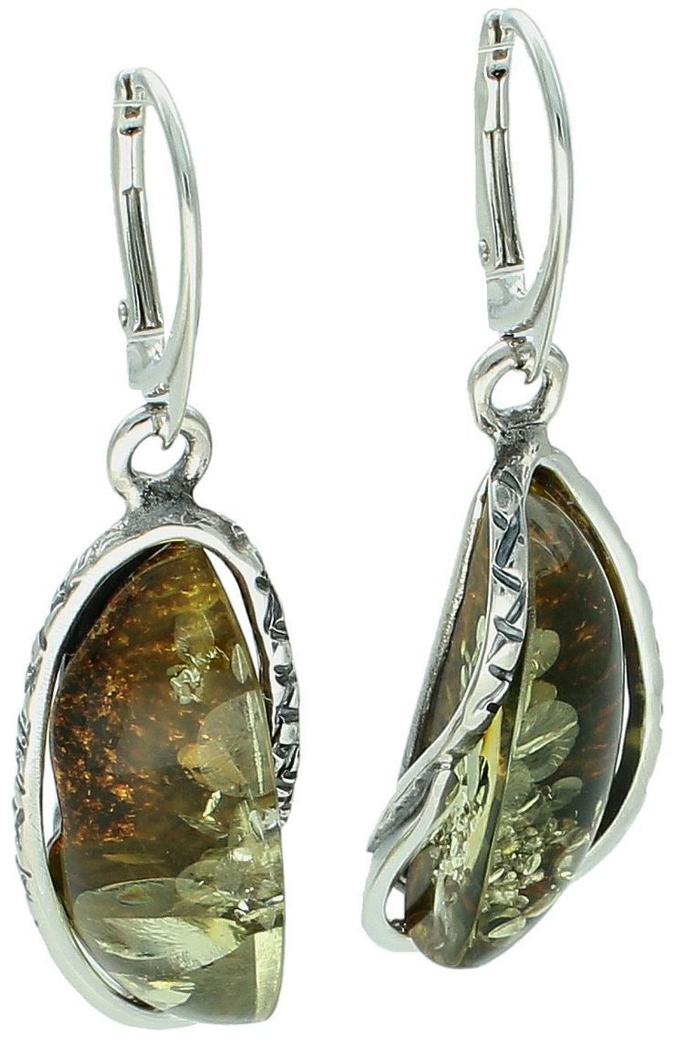 Kolczyki wiszące owalne z bursztynem bałtyckim zielonym pr 925, DIA-KLC-12862-925 rebrne kolczyki zostały wykonane z najwyższej jakości srebra próby 925.1.jpg