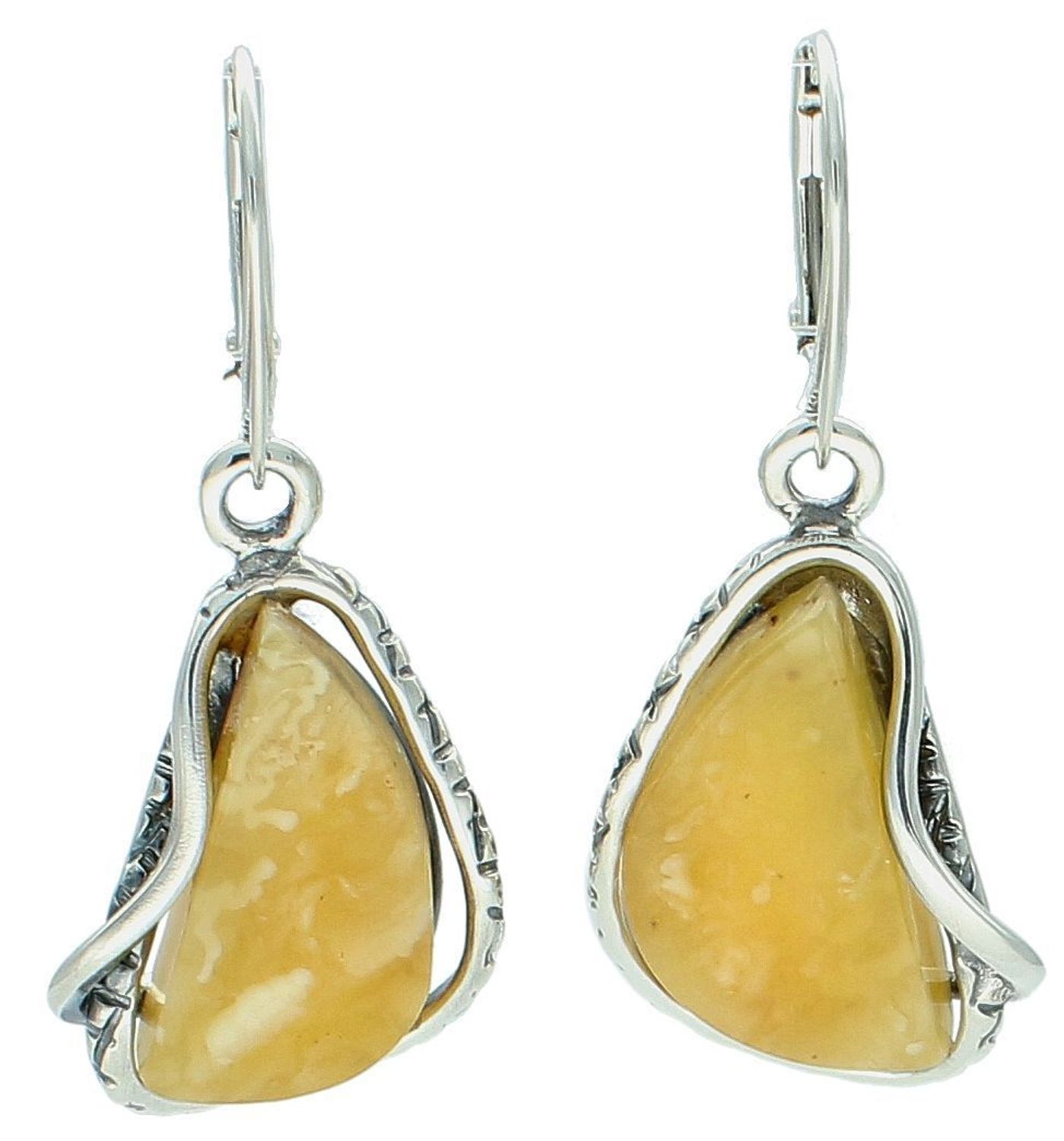 Kolczyki srebrne bursztyn bałtycki żółty pr 925, DIA-KLC-12864-925 Srebrne kolczyki zostały wykonane z najwyższej jakości srebra próby 925. 1.jpg