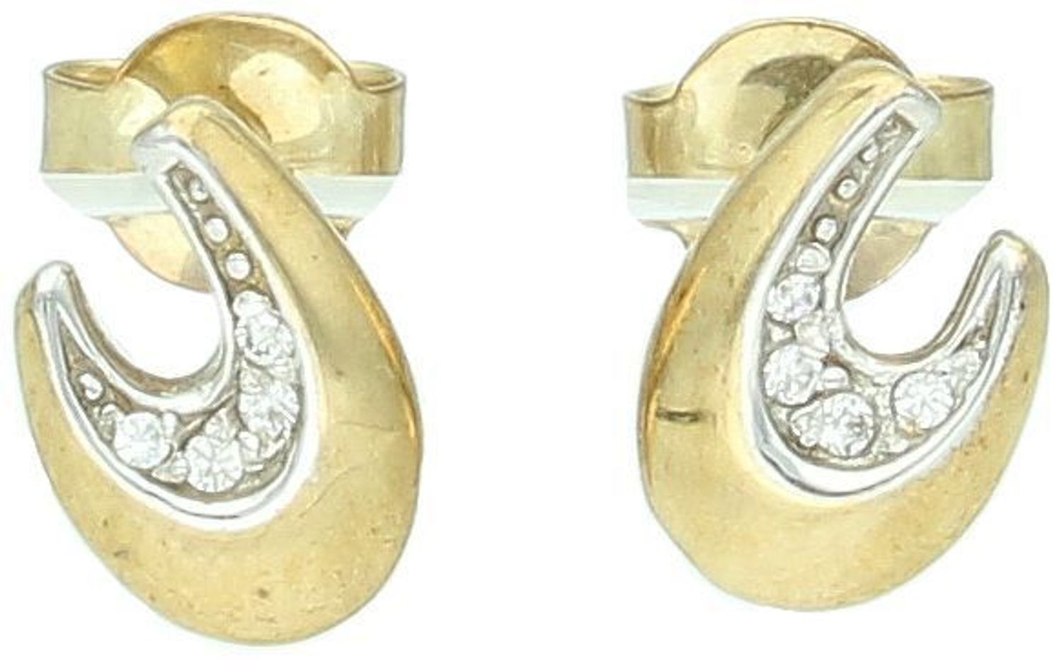 Kolczyki złote 333 z białymi cyrkoniami DIA-KLC-12870-333  to elegancka biżuteria, która subtelnie przyciąga wzrok swoim klasycznym, ale i ponadczasowym designem. 1.jpg