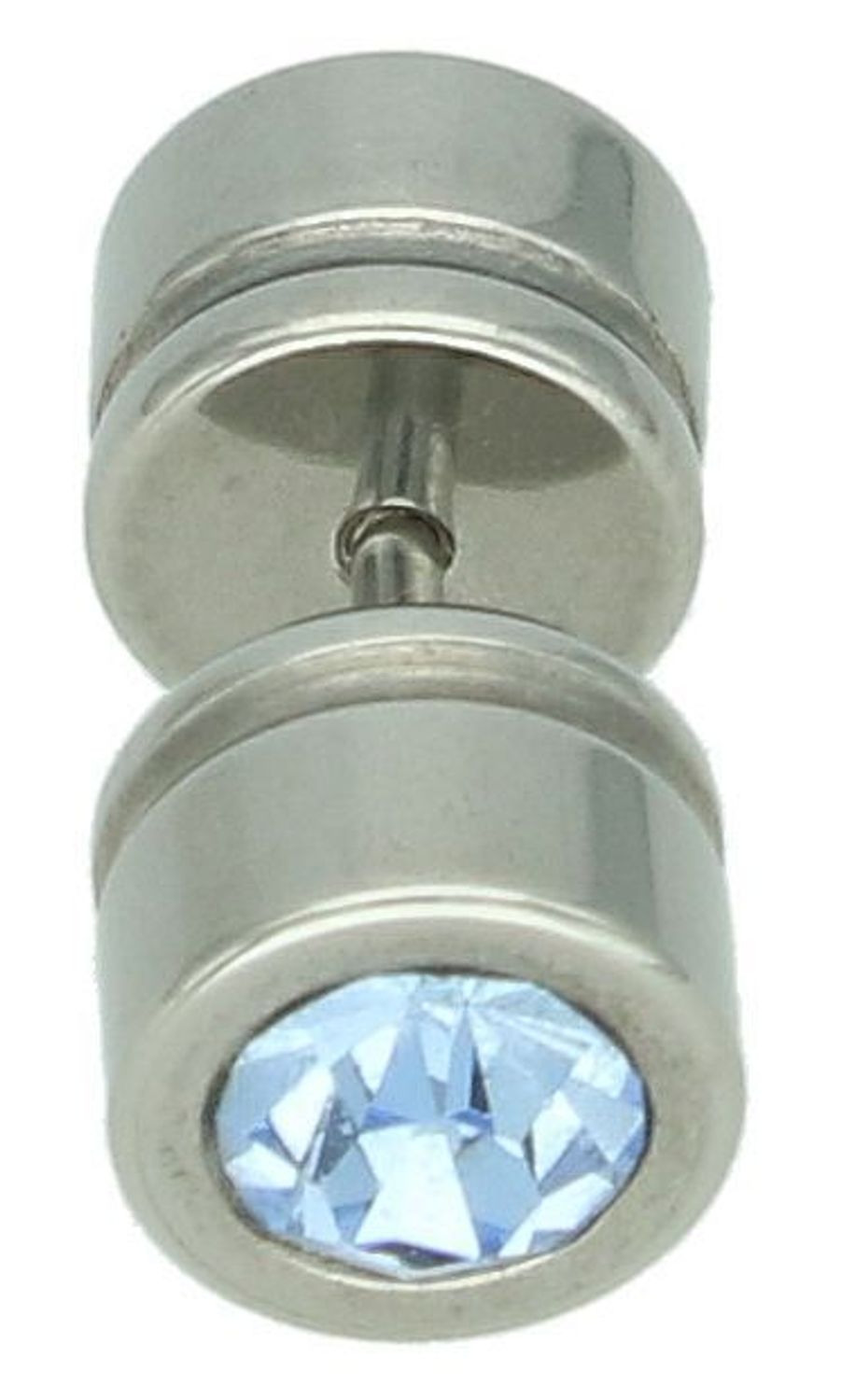 Kolczyk do ucha tunel z niebieską cyrkonią DIA-KLC-12872-STAL Kolczyk do ucha w postaci tunelu, wykonany z wysokiej jakości stali nierdzewnej, z pięknie osadzoną niebieską cyrkonią. 1.jpg