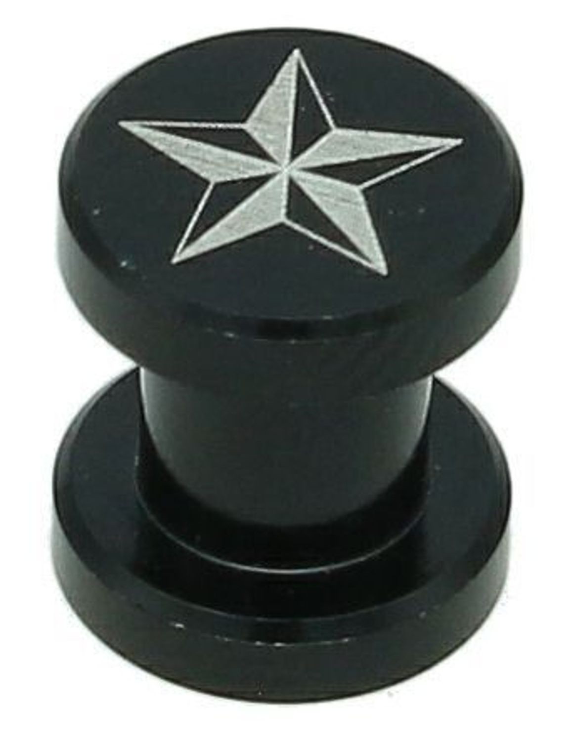 Kolczyk do ucha tunel czarny DIA-KLC-12873-STAL Kolczyk do ucha w postaci tunelu, wykonany z czarnej stali, z efektowną ozdobą w postaci białej gwiazdy, to 2.jpg