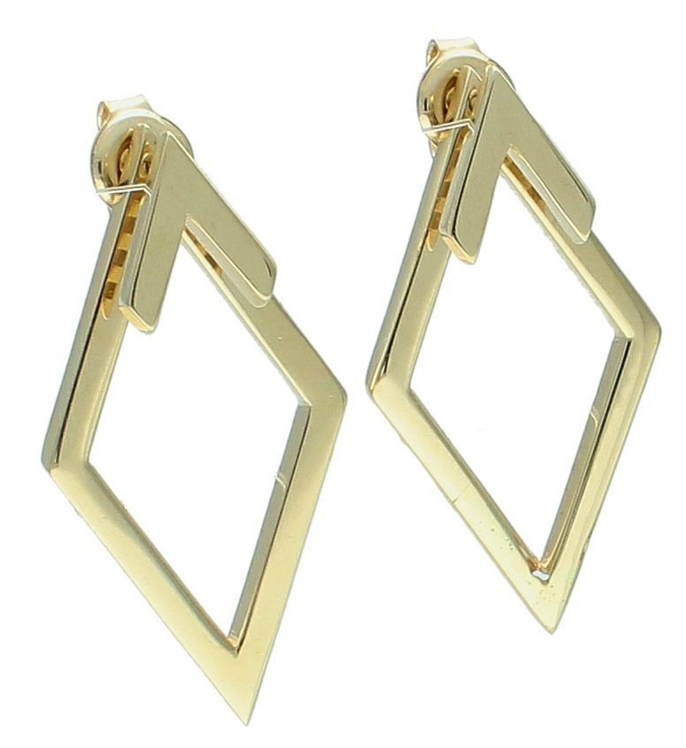 Kolczyki damskie romby geometryczne pr 585, DIA-KLC-12899-585  Złote kolczyki zostały wykonane z wysokiej jakości złota próby 585. 1.jpg