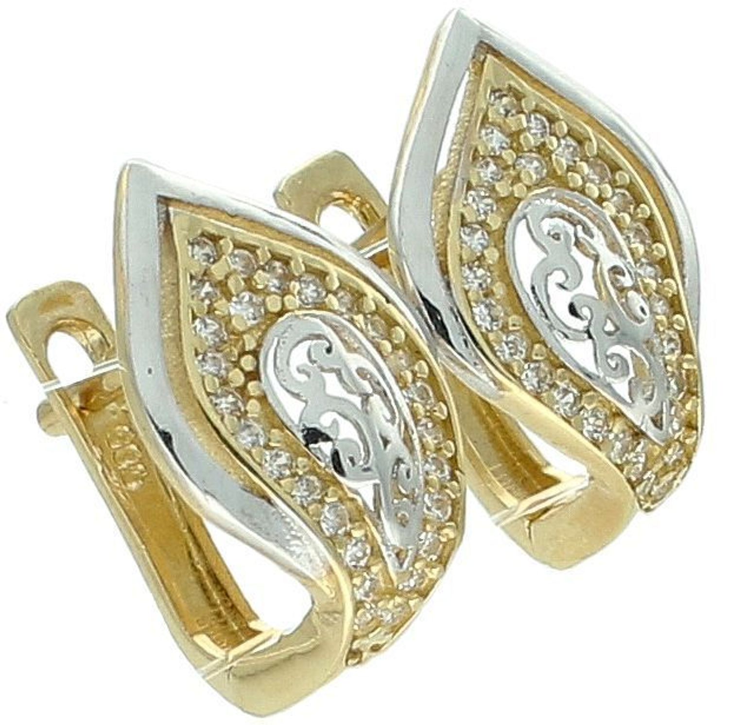 Kolczyki złote z cyrkoniami zap.ang próba 2,95 DIA-KLC-1290-585. Eleganckie złote kolczyki z błyszczącymi cyrkoniami to doskonały wybór dla kobiet ceniących klasę i ponadczasowy 1.jpg