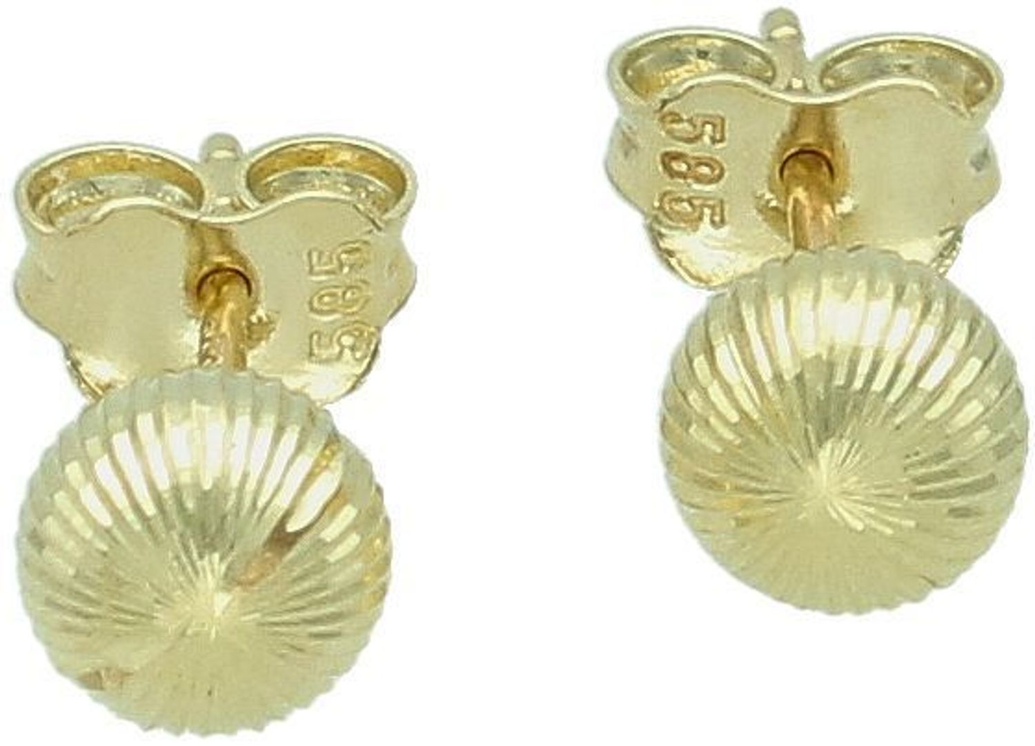 Kolczyki złote z ozdobnym grawerem kulki pr 585, DIA-KLC-12903-585 Stylowe kolczyki wykonane ze złota próby 585. Kolczyki mają okrągły kształt, ozdobione grawerem. 1.jpg