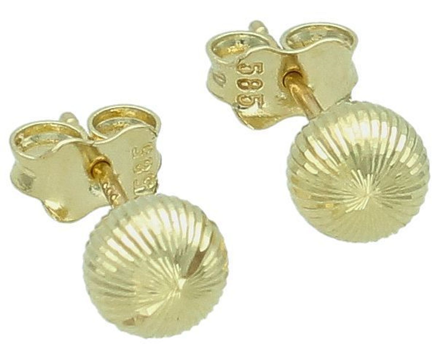 Kolczyki złote małe kulki grawerowane pr 585, DIA-KLC-12904-585 Stylowe kolczyki wykonane ze złota próby 585. Kolczyki mają okrągły kształt, ozdobione grawerem. 1.jpg