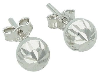 Złote kolczyki damskie kulki białe złoto 6 mm KLC-000000-512-585. Stylowe kolczyki wykonane z białego złota próby 585. Kolczyki mają okrągły kształt, ozdobione grawerem. 1.jpg