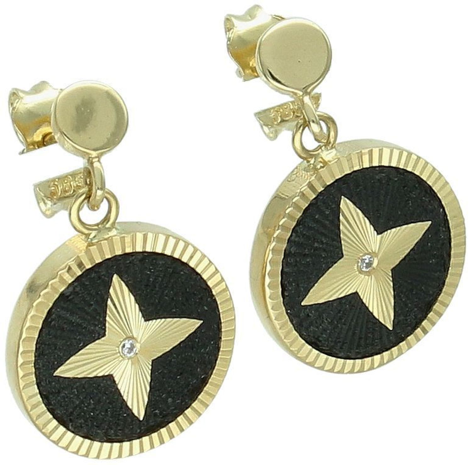 Kolczyki złote wiszące pełne kółeczka próba 585, DIA-KLC-12927-585  to wyjątkowy i elegancki dodatek do każdej stylizacji. Wykonane z wysokiej jakości złota próby 585 1.jpg