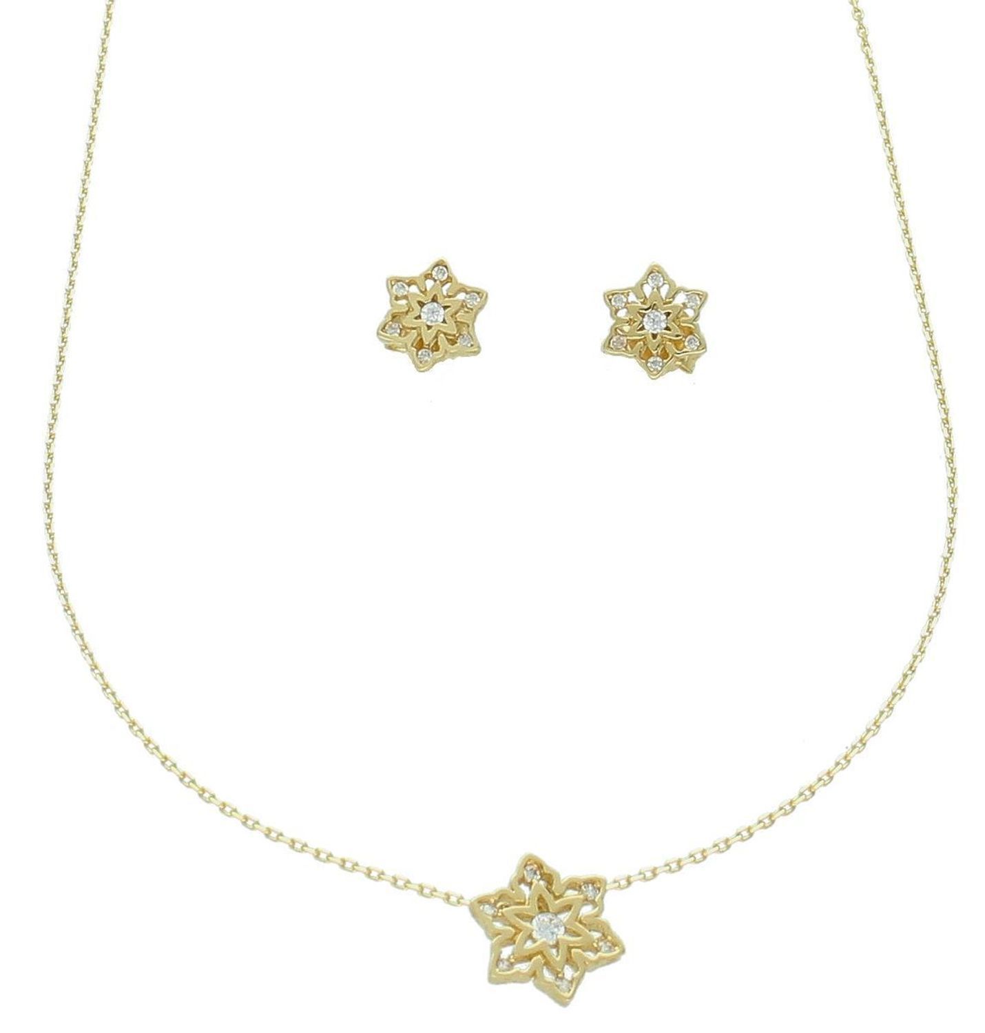 Kolczyki złote ze śnieżynką pr 585 DIA-KLC-12962-585.jpg