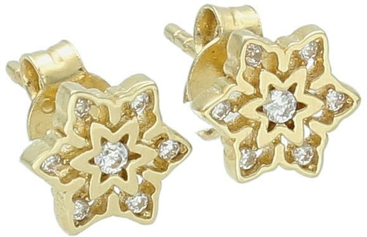 Kolczyki złote ze śnieżynką pr 585 DIA-KLC-12962-585.jpg