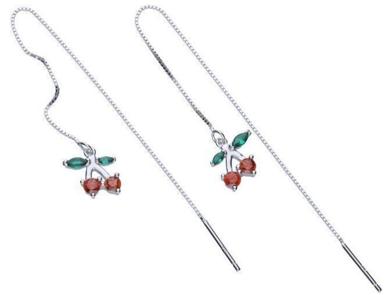 Kolczyki srebrne przeciągane wisienki próba 925, DIA-KLC-12963-925 Kolczyki przeciągane wykonane ze srebra próby 925, pokryte rodem, co zapewnia im dodatkową trwałość i piękny, połyskujący 1.jpg