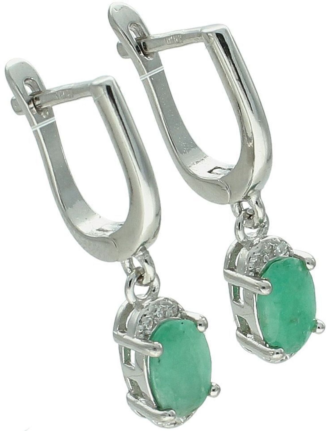 Eleganckie kolczyki wiszące ze srebra próby 925 z naturalnymi szmaragdami i cyrkoniami. Długość 2,5 cm, zapięcie angielskie, waga 3,30 g. Doskonałe na prezent i na co dzień.1.jpg