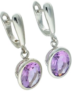 Eleganckie kolczyki damskie ze srebra 925 z owalnym ametystem. Długość 3 cm, waga 5,47 g, zapięcie angielskie. Stylowy dodatek i idealny prezent z naturalnym kamieniem.1.jpg