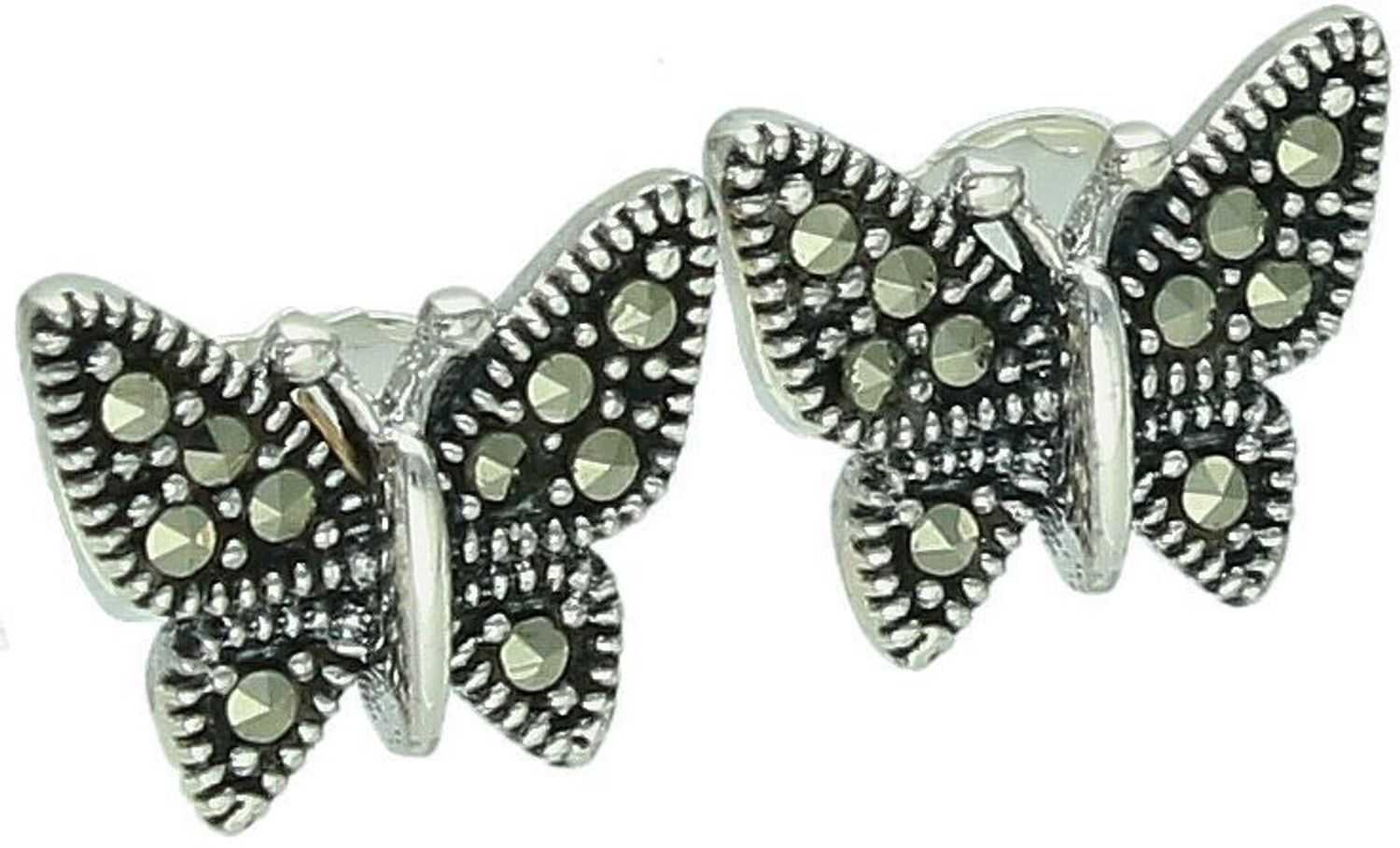 Srebrne kolczyki damskie motylki z markazytami  Próba 925  Na sztyft  1,0 cm  DIA-KLC-13129-925.jpg