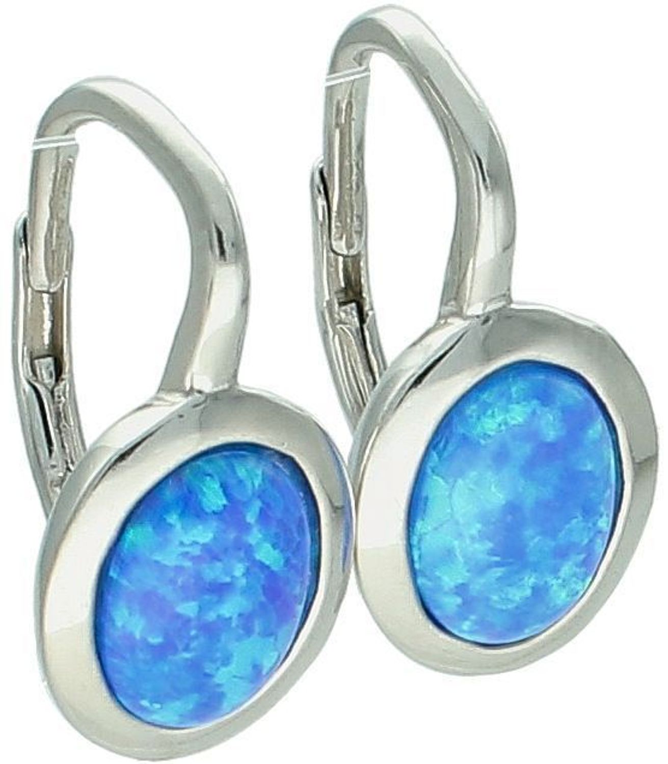Kolczyki srebrne owalne z niebieskim opalem syntetycznym, próba 925. Model DIA-KLC-13131-925 – 2,90 g, 1,5 cm długości. Zapięcie bigiel angielski. Elegancki prezent dla kobiety.1.jpg