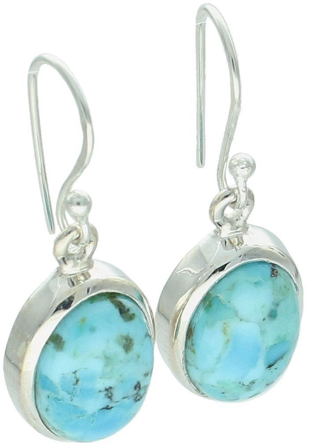 Kolczyki damskie srebrne z owalnymi turkusami, model DIA-KLC-13132-925. Próba 925, długość 3,0 cm, szerokość 1,2 cm, waga 5,61 g. Elegancka biżuteria z naturalnym charakterem.1.jpg