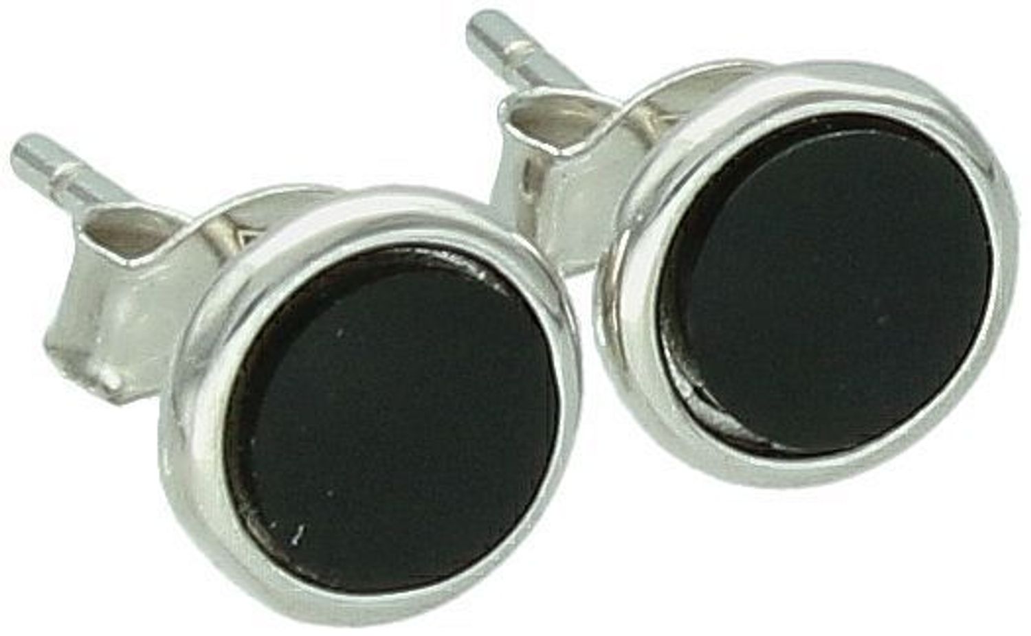 Srebrne kolczyki damskie z onyksem 6 mm  Okrągłe  Próba 925  Na sztyft  DIA-KLC-13134-925.jpg