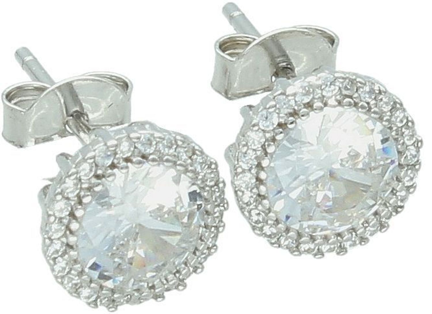 Srebrne kolczyki damskie okrągłe z cyrkoniami  Próba 925  Sztyft  DIA-KLC-13136-925.jpg