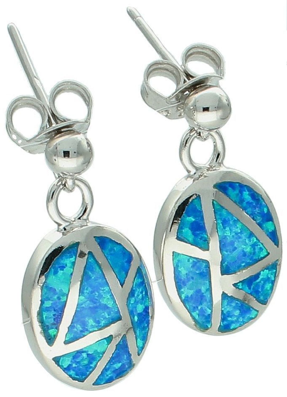 Kolczyki srebrne wiszące z syntetycznym opalem – model DIA-KLC-13138-925, próba 925. Owalne, długość 2 cm, szerokość 1,1 cm, 7,50 g, zapięcie na sztyft. Elegancka biżuteria dla kobiet.1.jpg