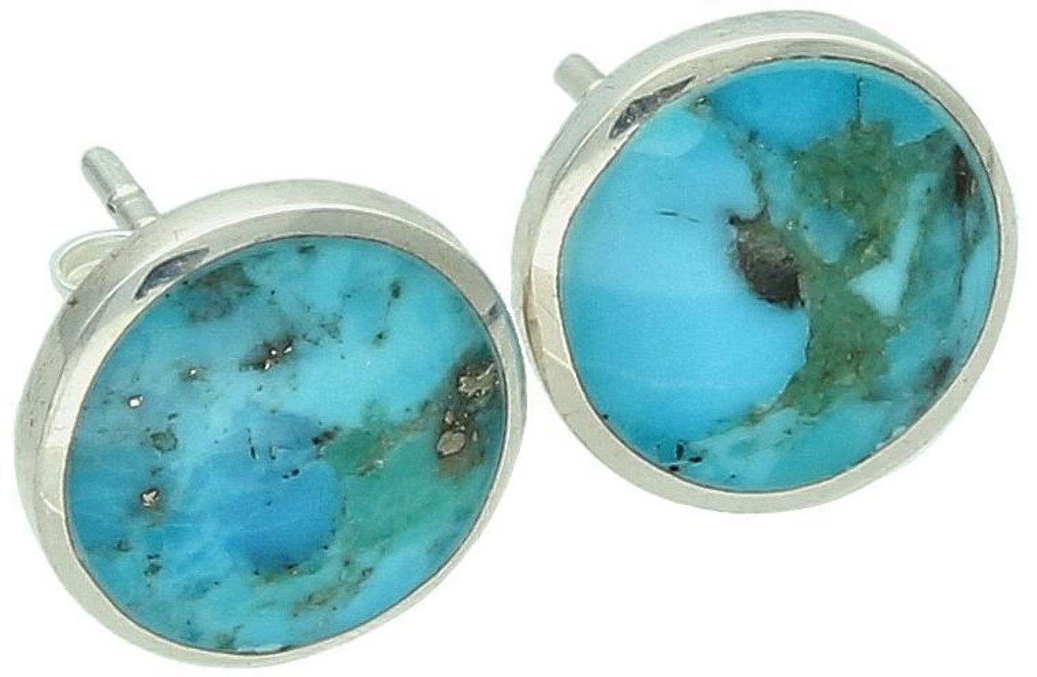 Kolczyki srebrne okrągłe z turkusami – model DIA-KLC-13145-925. Próba 925, waga 2,60 g, średnica 1 cm, zapięcie na sztyft. Stylowa i klasyczna biżuteria z charakterem.1.jpg